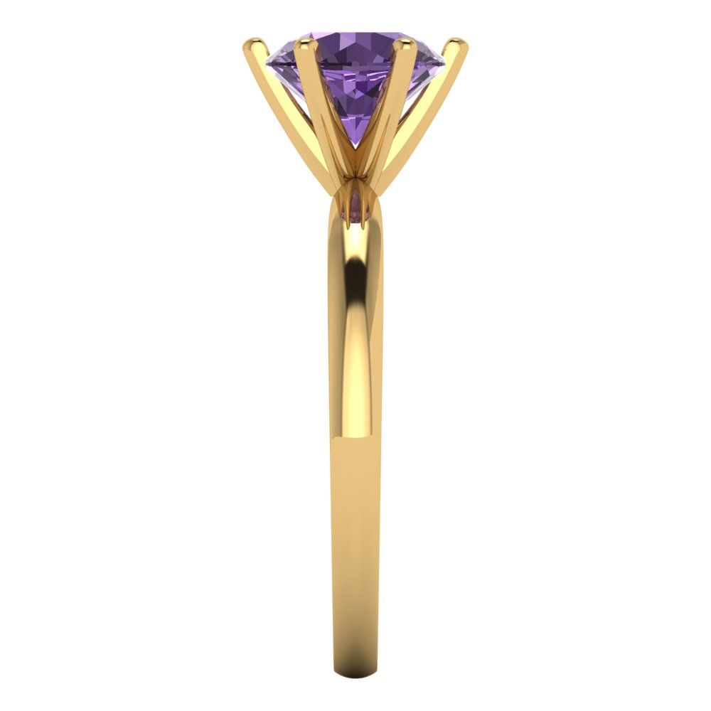 1.5 cttw Simulated Alexandrite Solitaire  Engagement Ring - Solid Gold (Round Cut,7.5mm)