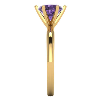 1.5 cttw Simulated Alexandrite Solitaire  Engagement Ring - Solid Gold (Round Cut,7.5mm)