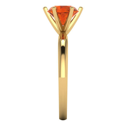 1.5 cttw Zirconia Simulated Red Diamond Solitaire  Engagement Ring - Solid Gold (VVS1, Round Cut,7.5mm)