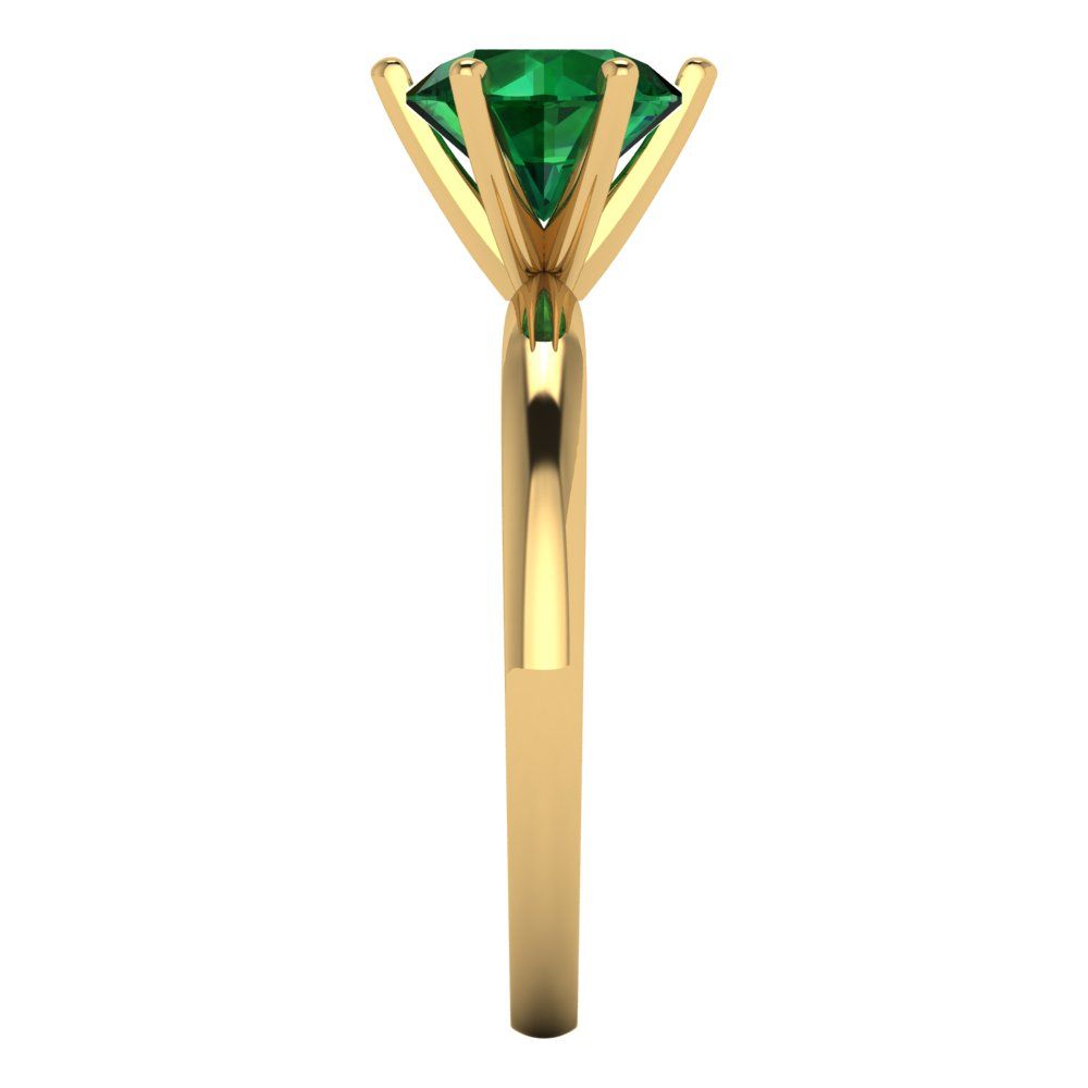 1.5 cttw Simulated Emerald Solitaire  Engagement Ring - Solid Gold (Round Cut,7.5mm)