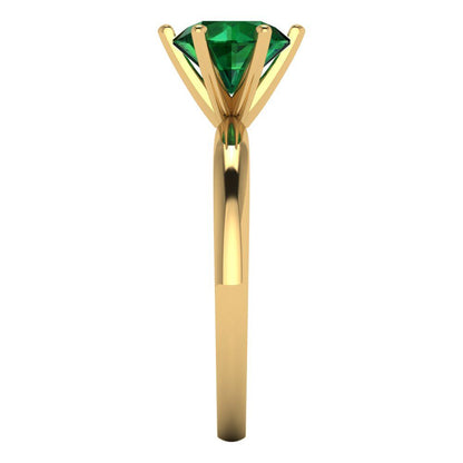 1.5 cttw Simulated Emerald Solitaire  Engagement Ring - Solid Gold (Round Cut,7.5mm)