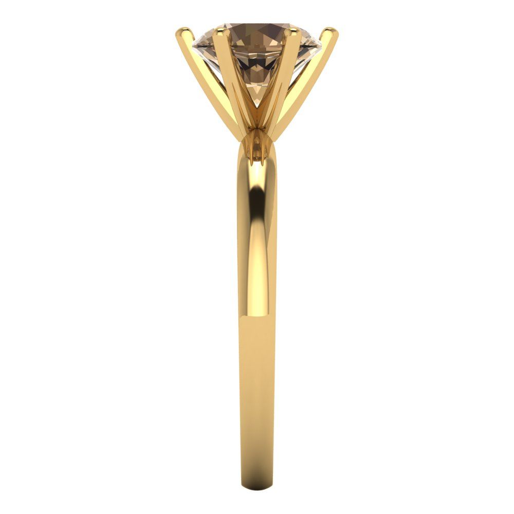 1.5 cttw Zirconia Simulated Champagne Diamond Solitaire  Engagement Ring - Solid Yellow Gold (VVS1, Round Cut,7.5mm)