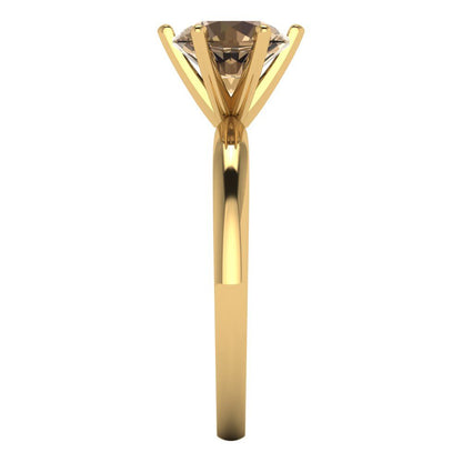 1.5 cttw Zirconia Simulated Champagne Diamond Solitaire  Engagement Ring - Solid Yellow Gold (VVS1, Round Cut,7.5mm)