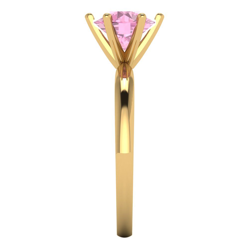 1.5 cttw Zirconia Simulated Pink Diamond Solitaire  Engagement Ring - Solid Gold (VVS1, Round Cut,7.5mm)