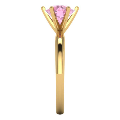 1.5 cttw Zirconia Simulated Pink Diamond Solitaire  Engagement Ring - Solid Gold (VVS1, Round Cut,7.5mm)