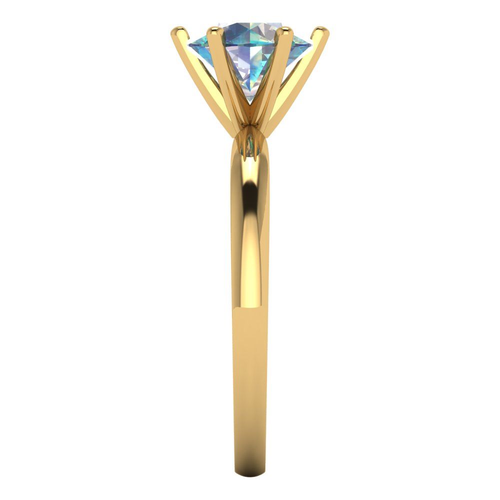 1.5 cttw Blue Moissanite Solitaire  Engagement Ring - Solid Gold (Round Cut,7.5mm)