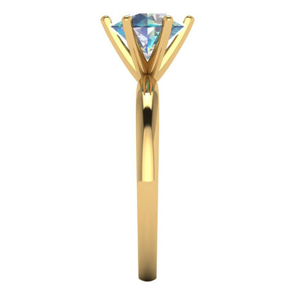 1.5 cttw Blue Moissanite Solitaire  Engagement Ring - Solid Gold (Round Cut,7.5mm)