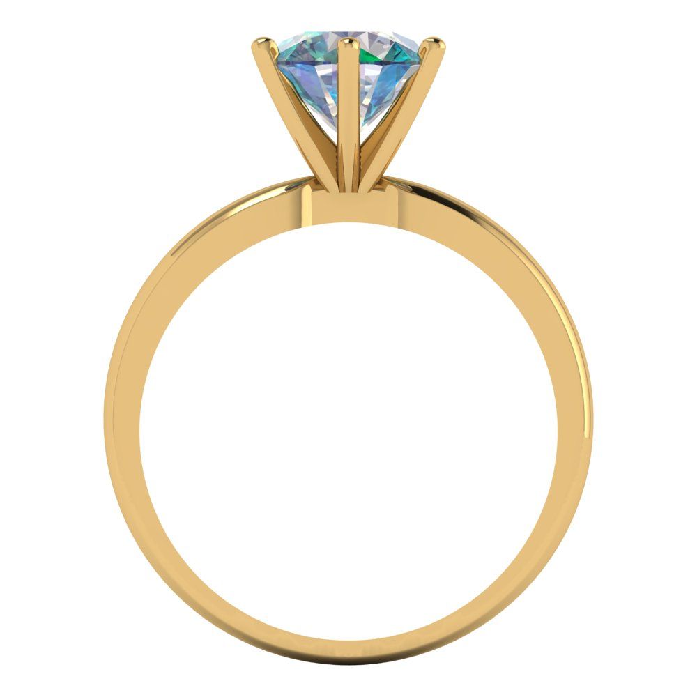 1.5 cttw Blue Moissanite Solitaire  Engagement Ring - Solid Gold (Round Cut,7.5mm)