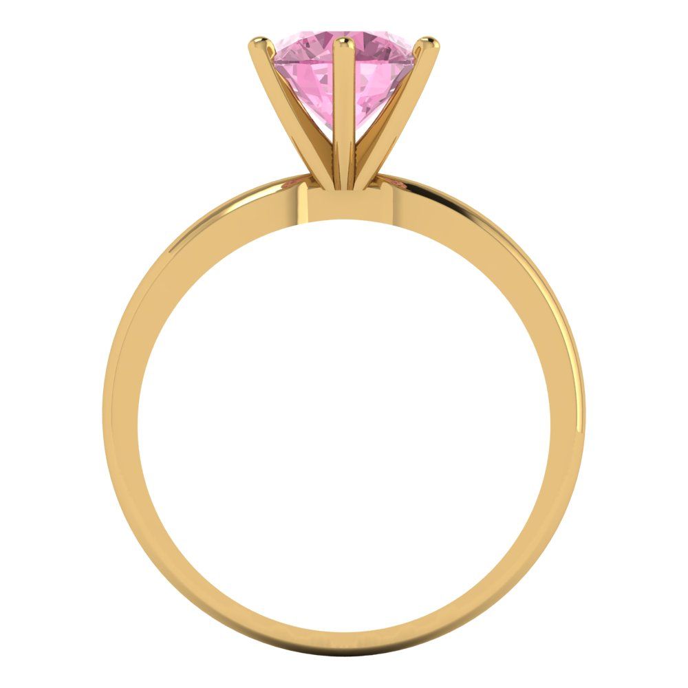 1.5 cttw Zirconia Simulated Pink Diamond Solitaire  Engagement Ring - Solid Gold (VVS1, Round Cut,7.5mm)