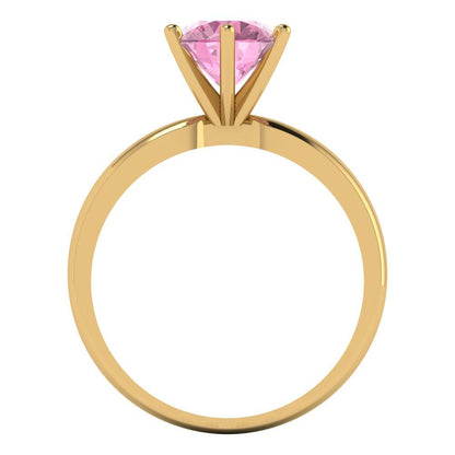 1.5 cttw Zirconia Simulated Pink Diamond Solitaire  Engagement Ring - Solid Gold (VVS1, Round Cut,7.5mm)