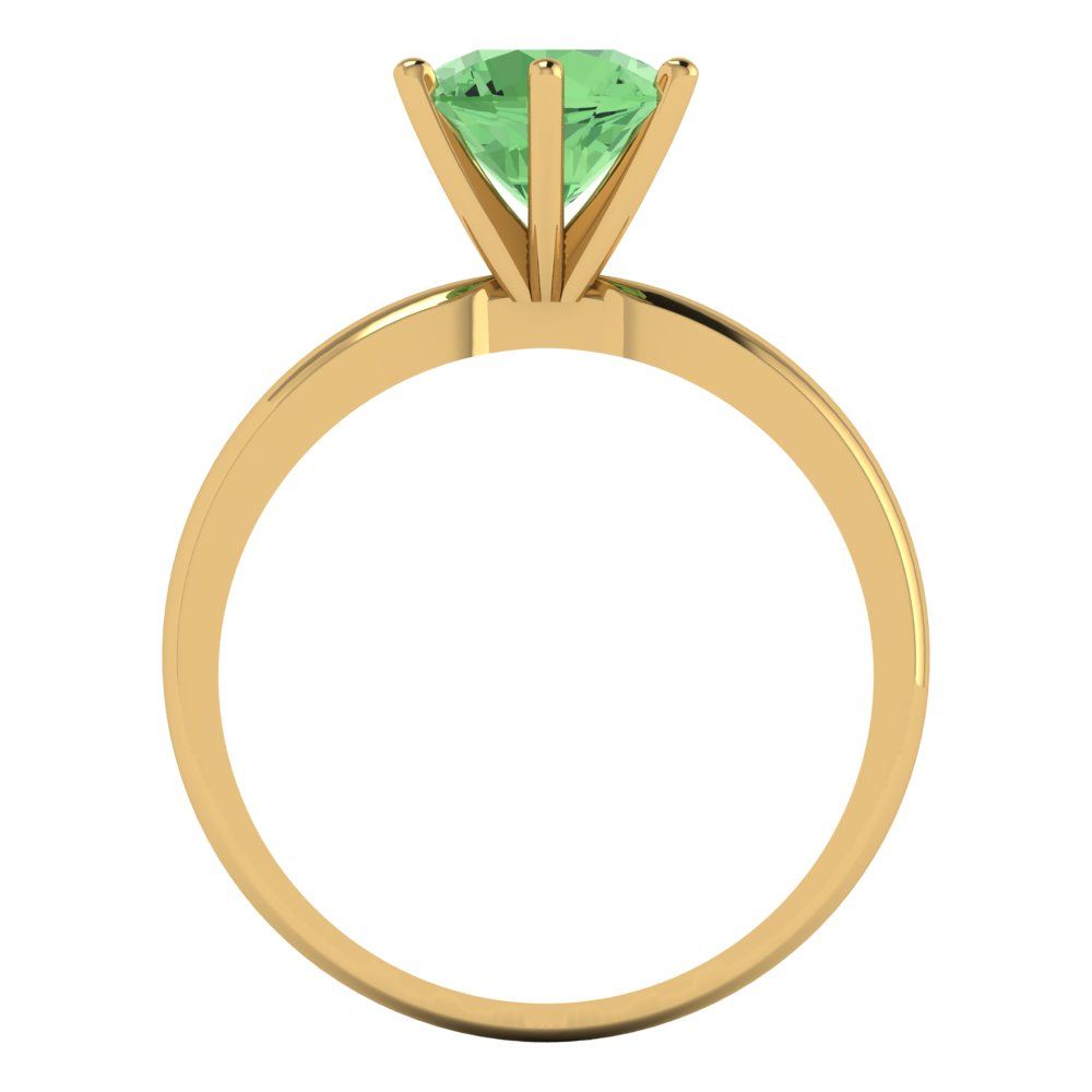 1.5 cttw Zirconia Simulated Green Diamond Solitaire  Engagement Ring - Solid Gold (VVS1, Round Cut,7.5mm)