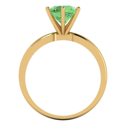 1.5 cttw Zirconia Simulated Green Diamond Solitaire  Engagement Ring - Solid Gold (VVS1, Round Cut,7.5mm)