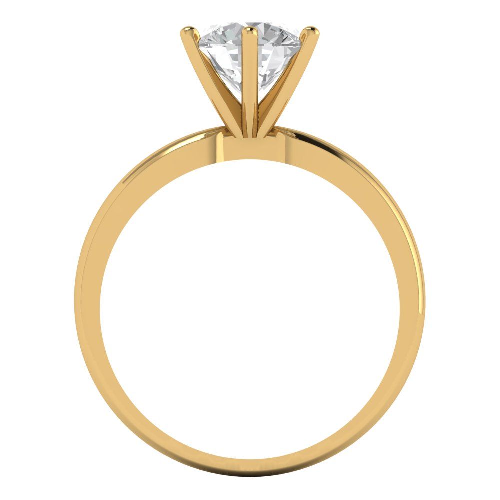 1.5 cttw White Sapphire Solitaire  Engagement Ring - Solid Gold (Round Cut,7.5mm)