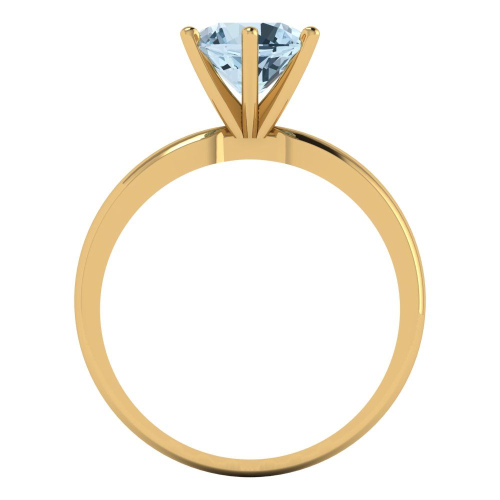 1.5 cttw Natural Aquamarine Solitaire  Engagement Ring - Solid Gold (Round Cut,7.5mm)