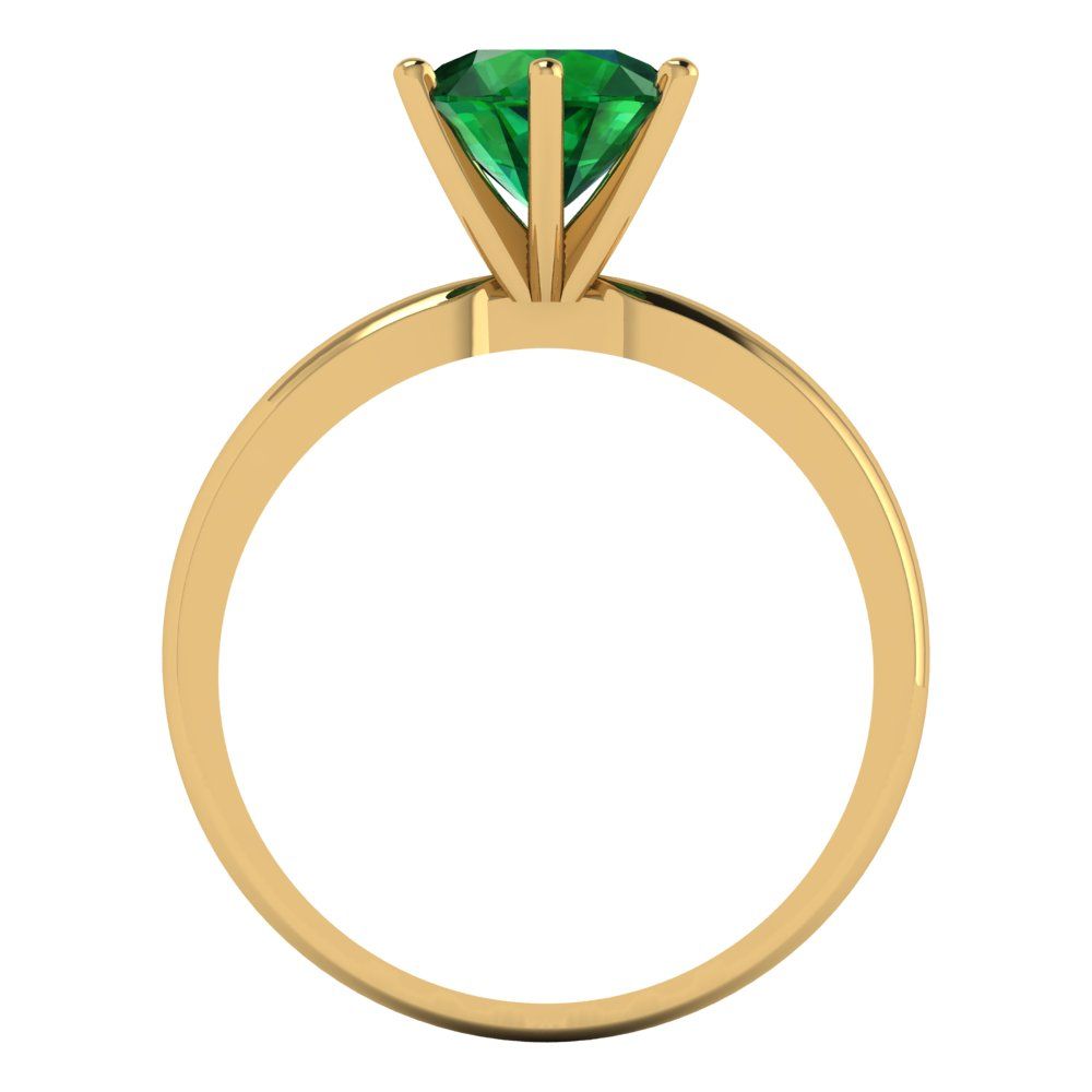 1.5 cttw Simulated Emerald Solitaire  Engagement Ring - Solid Gold (Round Cut,7.5mm)