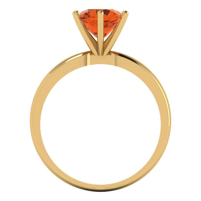 1.5 cttw Zirconia Simulated Red Diamond Solitaire  Engagement Ring - Solid Gold (VVS1, Round Cut,7.5mm)