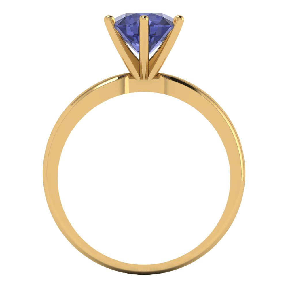 1.5 cttw Simulated Tanzanite Solitaire  Engagement Ring - Solid Gold (Round Cut,7.5mm)