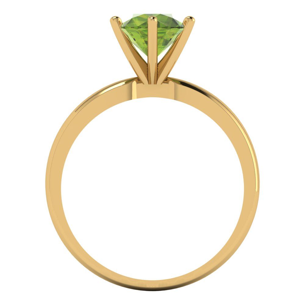 1.5 cttw Natural Peridot Solitaire  Engagement Ring - Solid Gold (Round Cut,7.5mm)