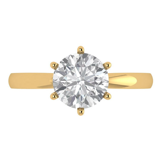 2 cttw Zirconia Simulated Diamond Solitaire  Engagement Ring - Solid Yellow Gold (VVS1, Round Cut,8.0mm)