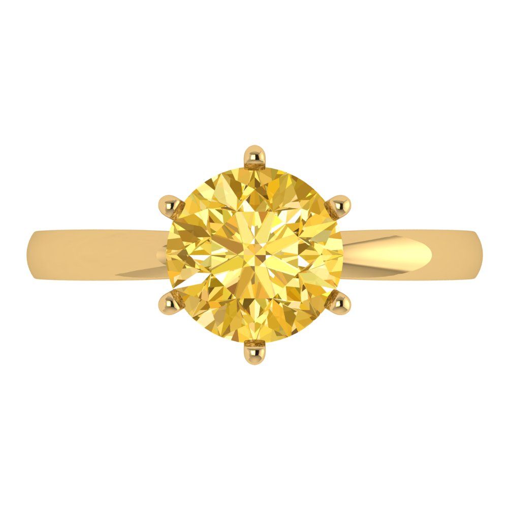 2 cttw Natural Citrine Solitaire  Engagement Ring - Solid Gold (Round Cut,8.0mm)