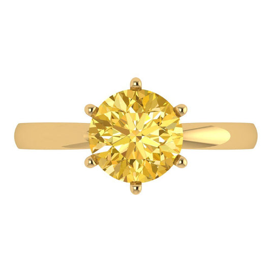 2 cttw Natural Citrine Solitaire  Engagement Ring - Solid Yellow Gold (VVS1, Round Cut,8.0mm)