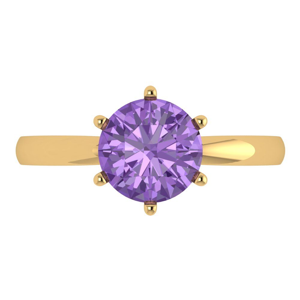 2 cttw Simulated Alexandrite Solitaire  Engagement Ring - Solid Gold (Round Cut,8.0mm)