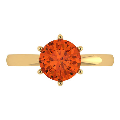 2 cttw Zirconia Simulated Red Diamond Solitaire  Engagement Ring - Solid Gold (VVS1, Round Cut,8.0mm)