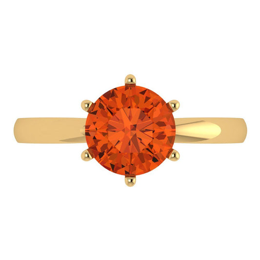 2 cttw Zirconia Simulated Red Diamond Solitaire  Engagement Ring - Solid Yellow Gold (VVS1, Round Cut,8.0mm)