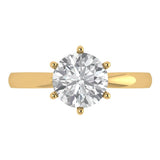 2 ct Brilliant Round Cut Natural Diamond Stone Clarity SI1-2 Color G-H Yellow Gold Solitaire Ring