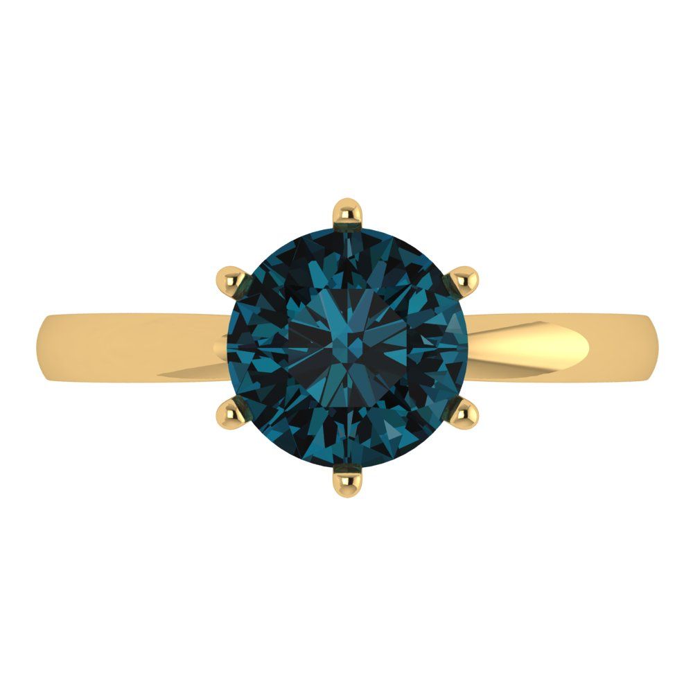 2 cttw Natural London Blue Topaz Solitaire  Engagement Ring - Solid Gold (Round Cut,8.0mm)