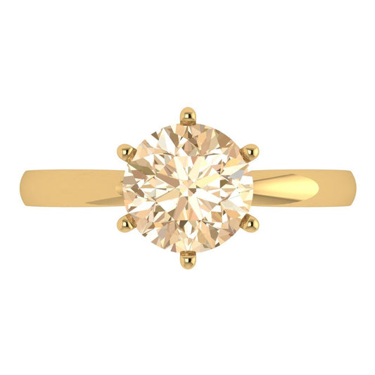 2 cttw Natural Morganite Solitaire  Engagement Ring - Solid Yellow Gold (VVS1, Round Cut,8.0mm)