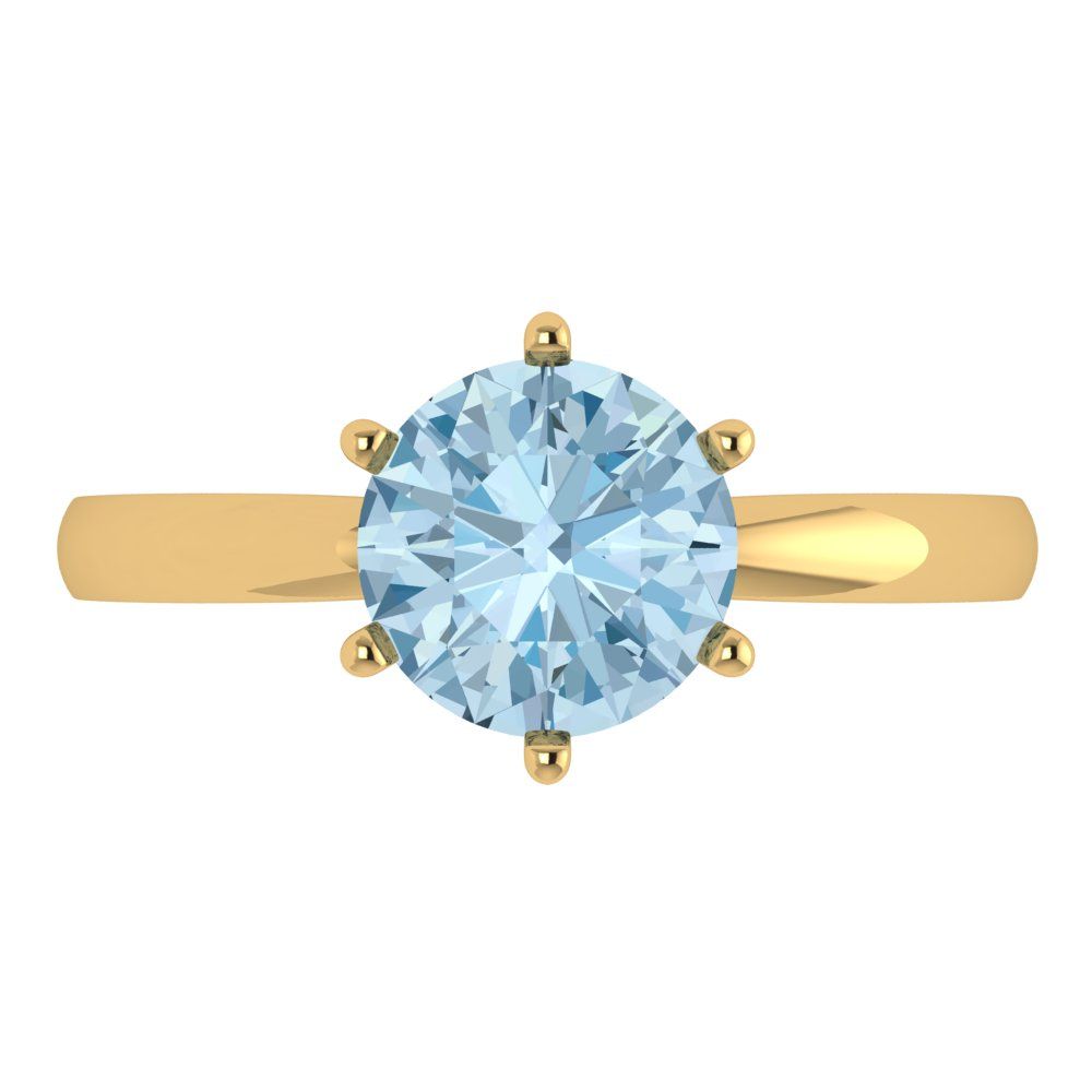 2 cttw Natural Swiss Blue Topaz Solitaire  Engagement Ring - Solid Gold (Round Cut,8.0mm)