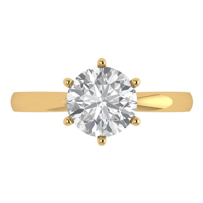 2 cttw Certified Moissanite Solitaire  Engagement Ring - Solid Gold (VVS1, D-F,Round Cut,8.0mm)
