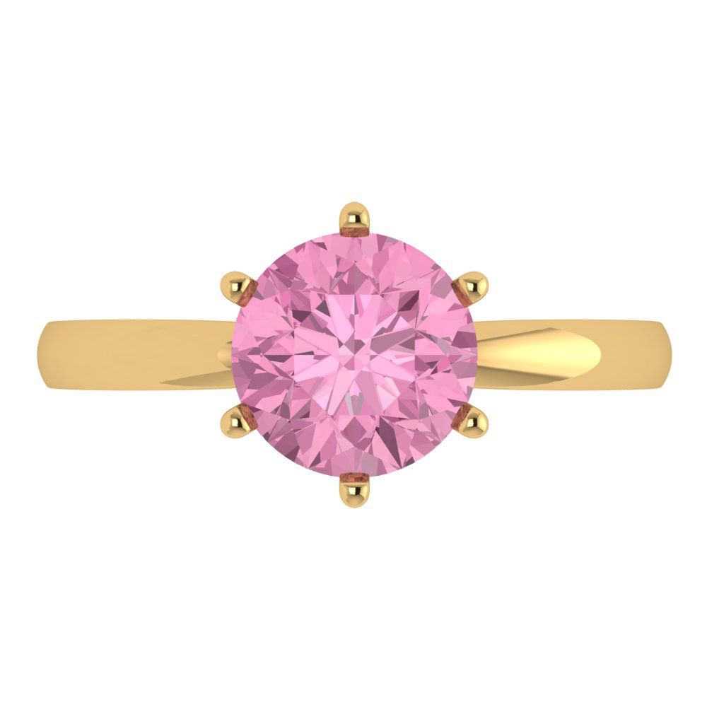 2 cttw Zirconia Simulated Pink Diamond Solitaire  Engagement Ring - Solid Gold (VVS1, Round Cut,8.0mm)