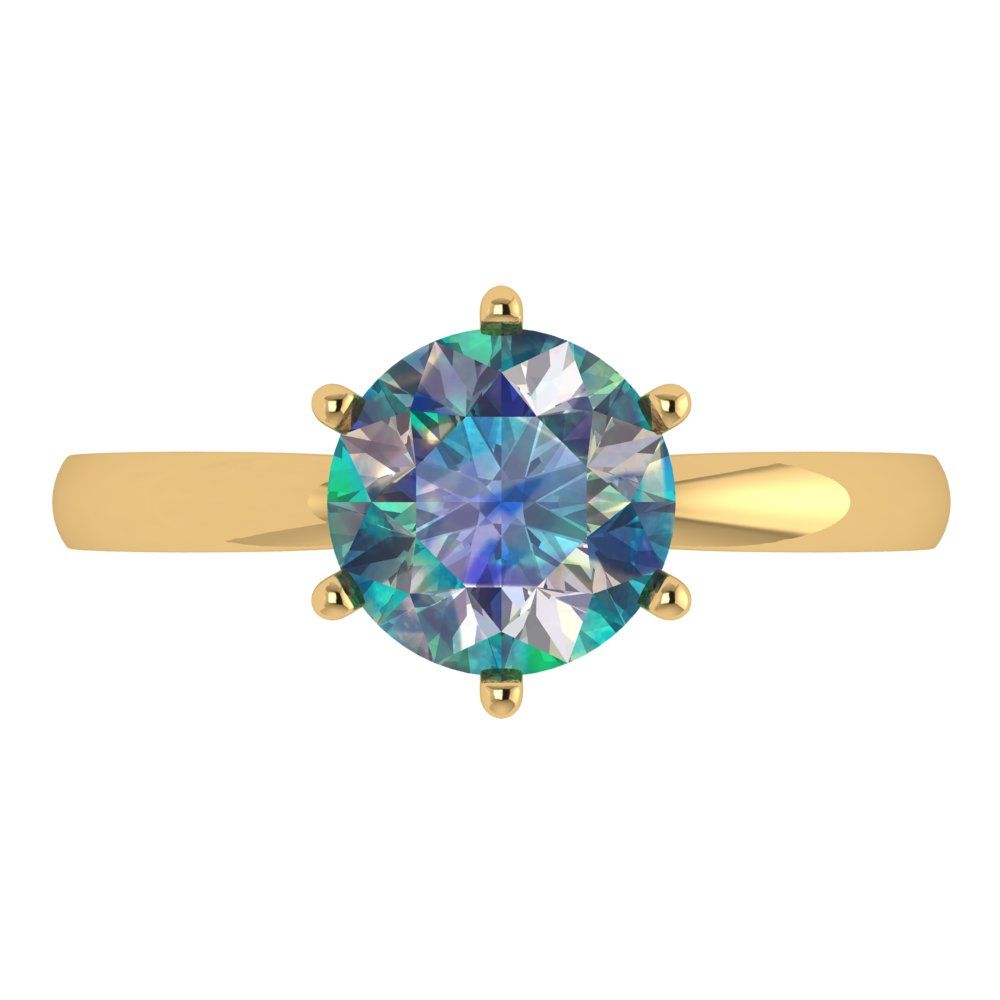 2 cttw Blue Moissanite Solitaire  Engagement Ring - Solid Gold (Round Cut,8.0mm)