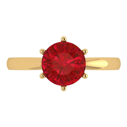 2 cttw Simulated Pink Tourmaline Solitaire  Engagement Ring - Solid Gold (Round Cut,8.0mm)