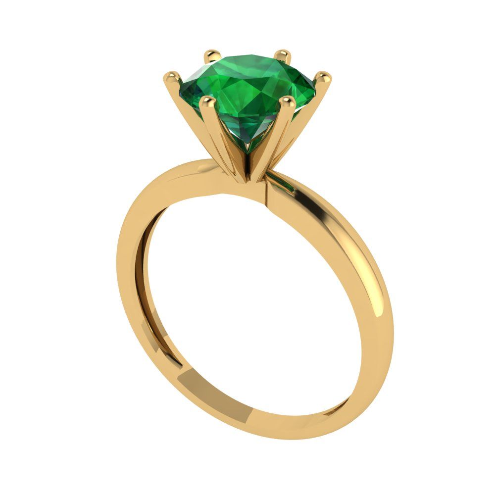 2 cttw Simulated Emerald Solitaire  Engagement Ring - Solid Gold (Round Cut,8.0mm)