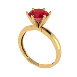 2 ct Brilliant Round Cut Simulated Ruby Stone Yellow Gold Solitaire Ring