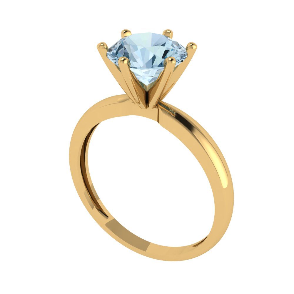 2 cttw Natural Sky Blue Topaz Solitaire  Engagement Ring - Solid Gold (Round Cut,8.0mm)