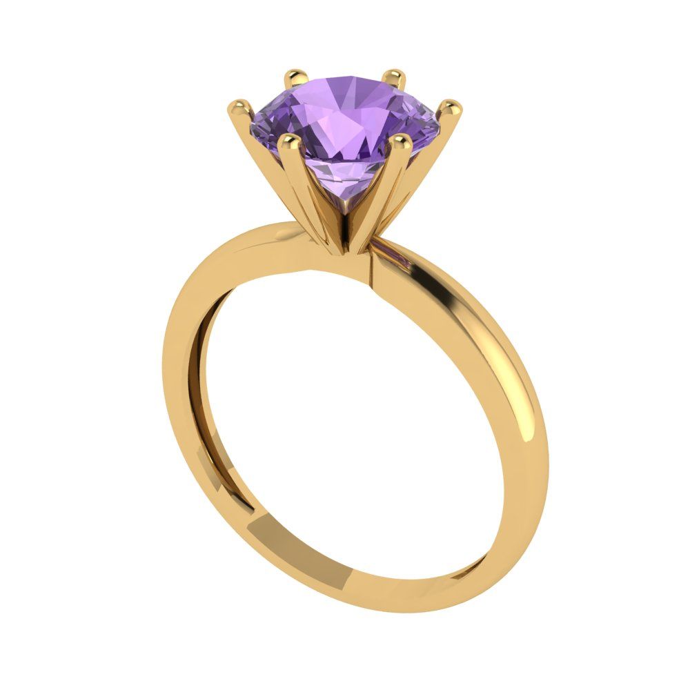 2 cttw Simulated Alexandrite Solitaire  Engagement Ring - Solid Gold (Round Cut,8.0mm)