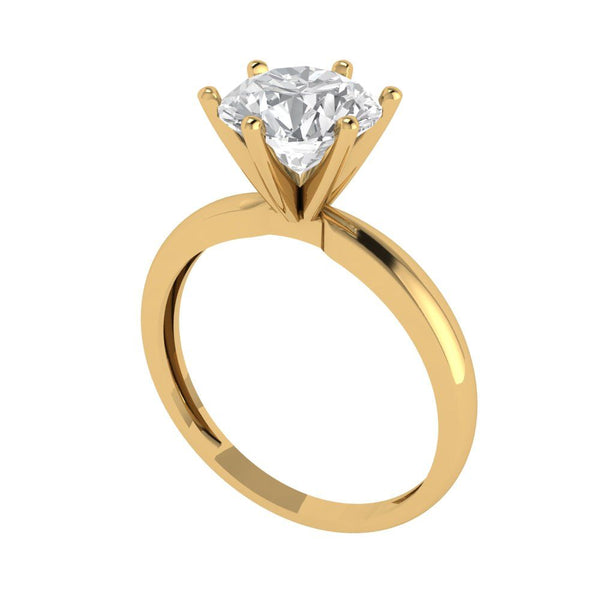 2 ct Brilliant Round Cut Moissanite Stone Yellow Gold Solitaire Ring