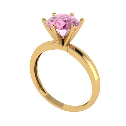 2 cttw Zirconia Simulated Pink Diamond Solitaire  Engagement Ring - Solid Gold (VVS1, Round Cut,8.0mm)