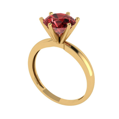 2 cttw Natural Garnet Solitaire  Engagement Ring - Solid Gold (Round Cut,8.0mm)