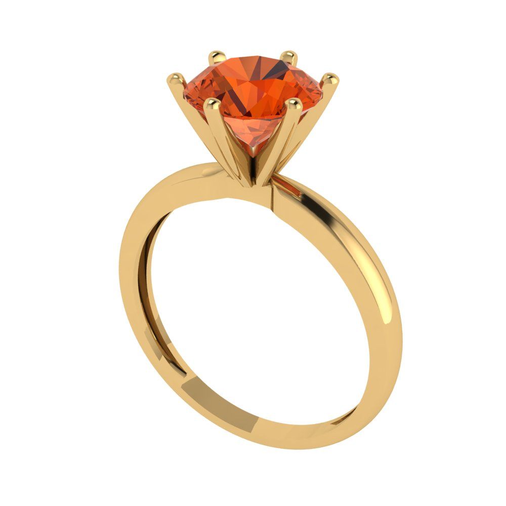 2 cttw Zirconia Simulated Red Diamond Solitaire  Engagement Ring - Solid Gold (VVS1, Round Cut,8.0mm)