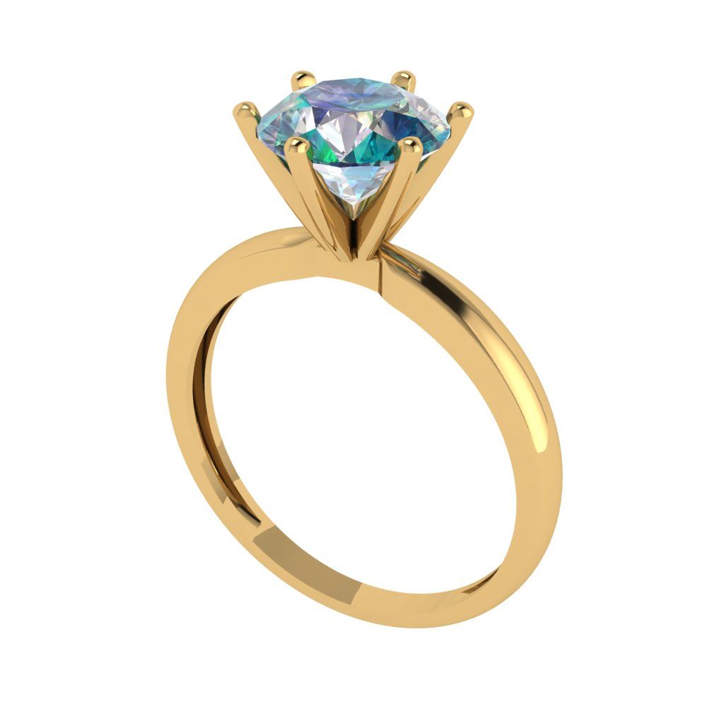 2 cttw Blue Moissanite Solitaire  Engagement Ring - Solid Gold (Round Cut,8.0mm)