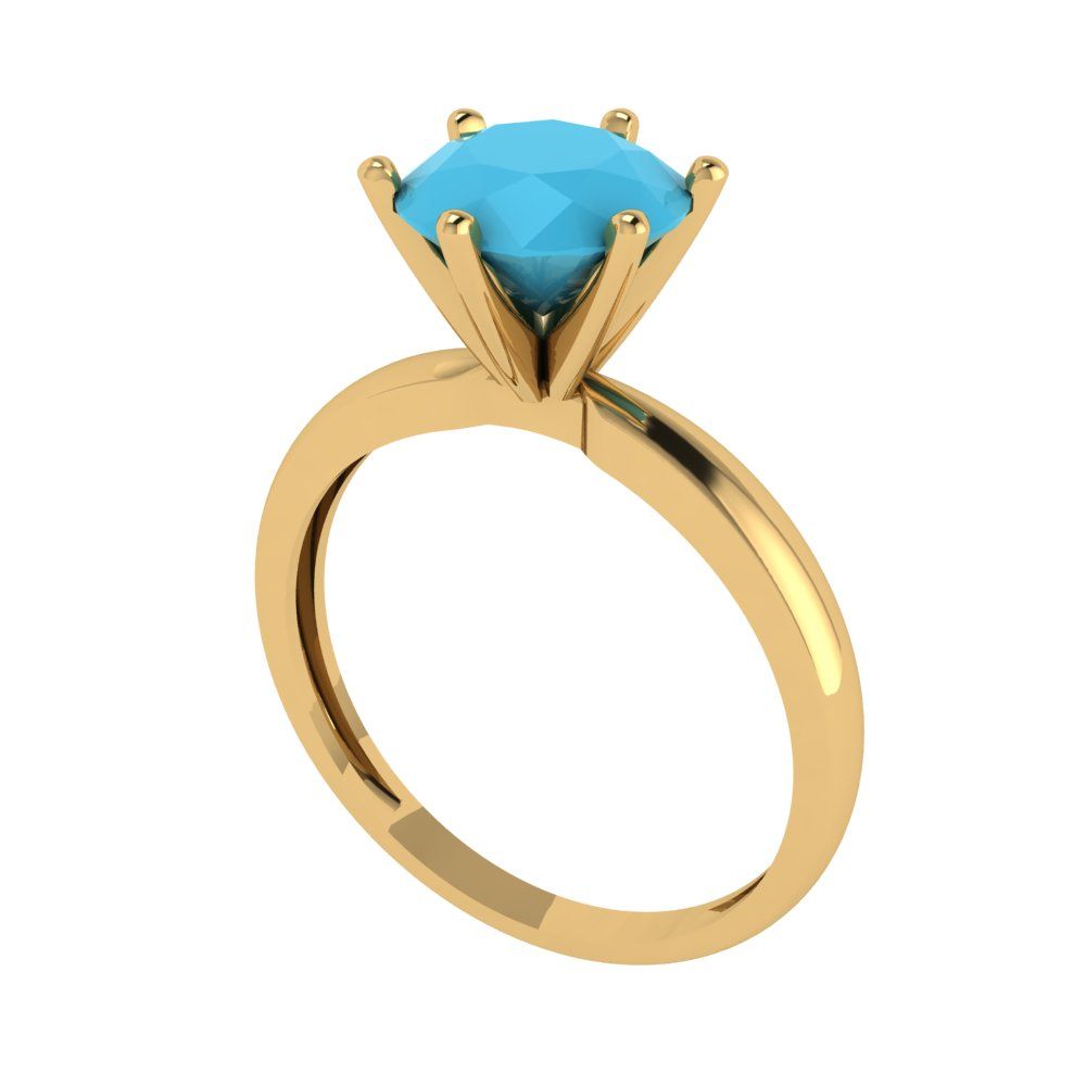 2 cttw Simulated Turquoise Solitaire  Engagement Ring - Solid Gold (Round Cut,8.0mm)