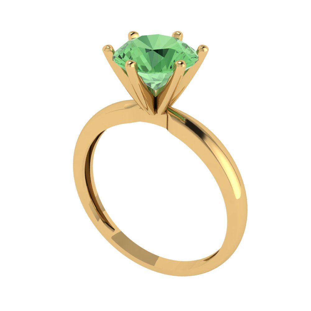 2 cttw Zirconia Simulated Green Diamond Solitaire  Engagement Ring - Solid Gold (VVS1, Round Cut,8.0mm)