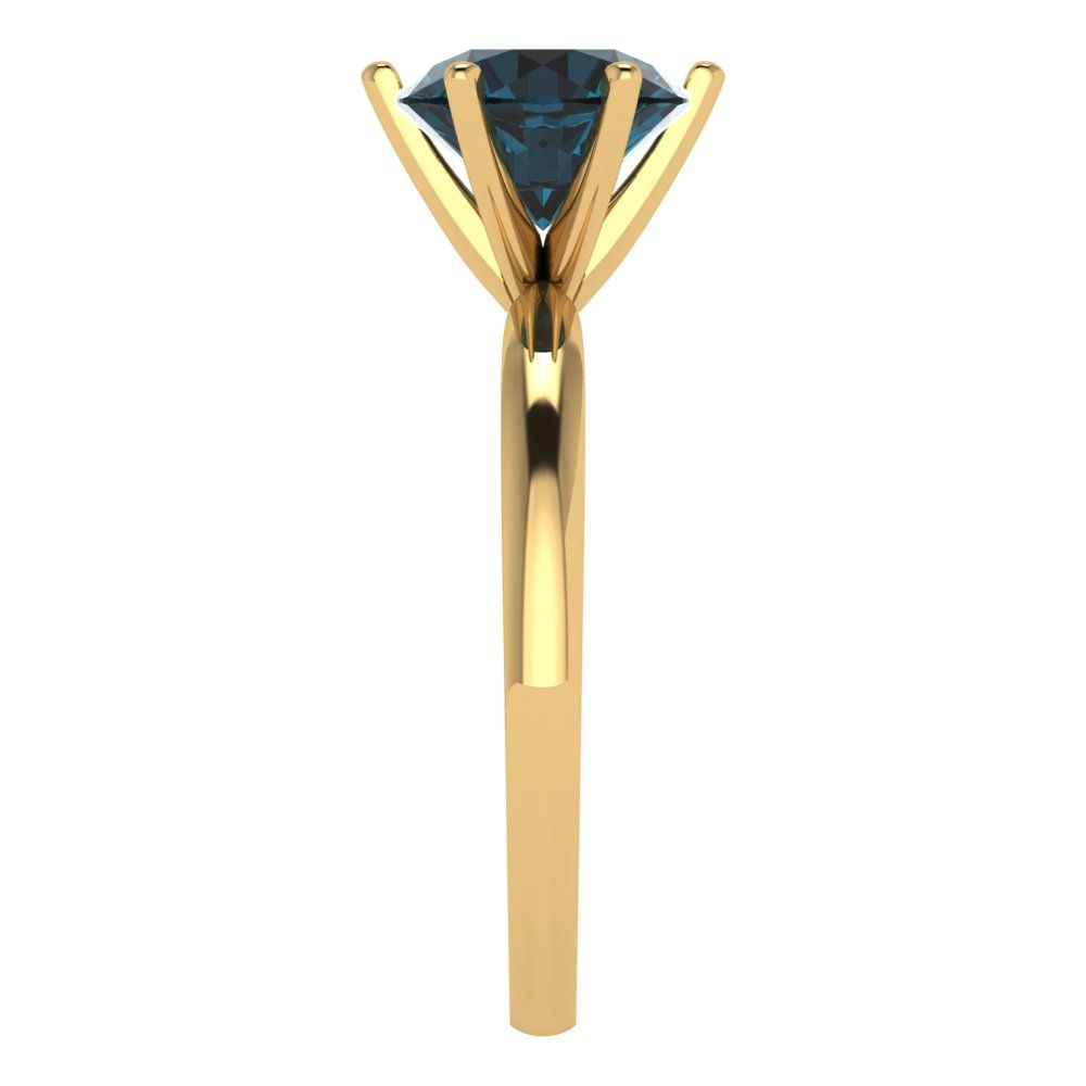 2 cttw Natural London Blue Topaz Solitaire  Engagement Ring - Solid Gold (Round Cut,8.0mm)