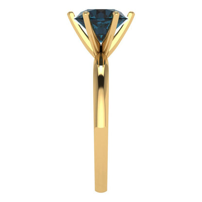 2 cttw Natural London Blue Topaz Solitaire  Engagement Ring - Solid Gold (Round Cut,8.0mm)