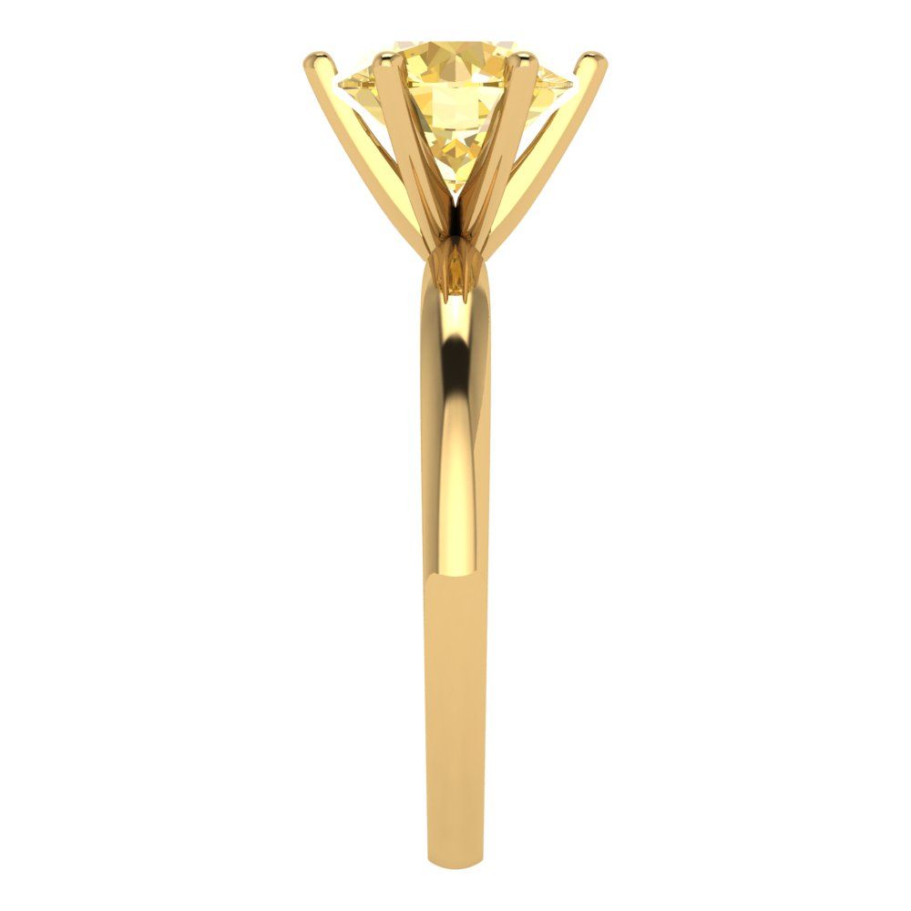 2 cttw Zirconia Simulated Yellow Diamond Solitaire  Engagement Ring - Solid Gold (VVS1, Round Cut,8.0mm)